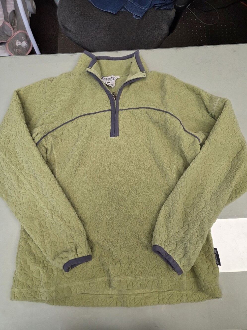 Columbia Light Green Floral Quarter-Zip Jacket